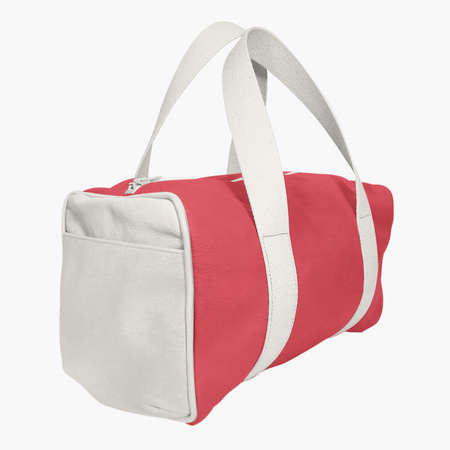 You do not need to be a designer if you use this Perspective View Beauty Gym Bag Mockup In Flame Scarlet Color.の写真素材