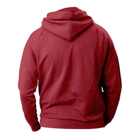Use this Back View Fresh Man Hoodie Mockup In Savvy Red Color, for the most effective display of your designの写真素材