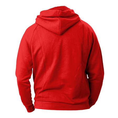 Use this Back View Fresh Man Hoodie Mockup In Racing Red Color, for the most effective display of your designの写真素材