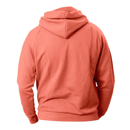 Use this Back View Fresh Man Hoodie Mockup In Persimmon Orange Color, for the most effective display of your designの写真素材