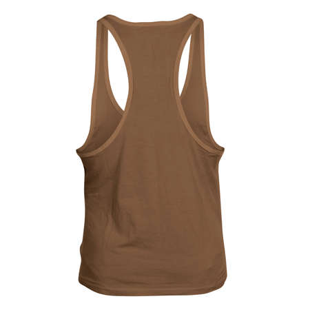 With just a few clicks, you can visualize your designs in Back View Amazing Stringer Tank Top Mockup In Brown Sugar Color.の写真素材