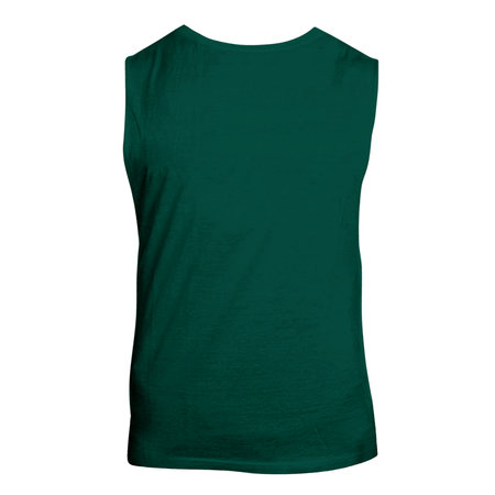 This Back View Cute Sleeveless T Shirt Mockup In Cadmium Green Color, will make your designs stand out and look amazingの写真素材