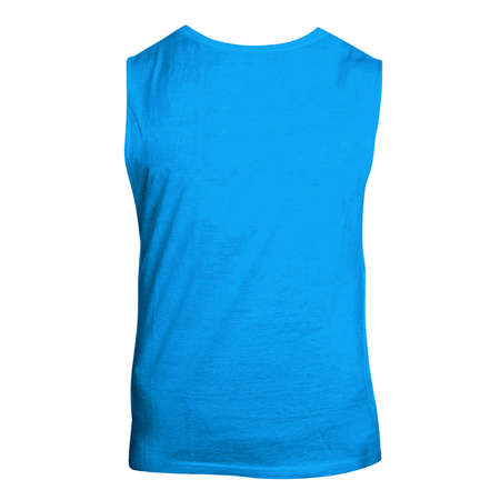 This Back View Cute Sleeveless T Shirt Mockup In Cyan Blue Color, will make your designs stand out and look amazingの写真素材