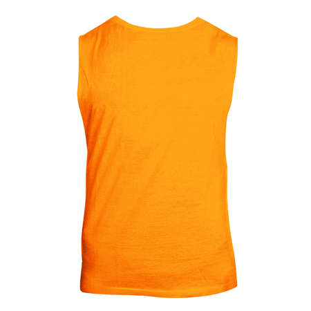 This Back View Cute Sleeveless T Shirt Mockup In Radiant Yellow Color, will make your designs stand out and look amazingの写真素材