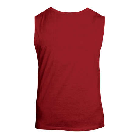This Back View Cute Sleeveless T Shirt Mockup In Savvy Red Color, will make your designs stand out and look amazingの写真素材