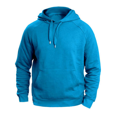 This Front View Fresh Man Hoodie Mockup In Cyan Blue Color, will create a perfect scene to bring your designs to life.の写真素材