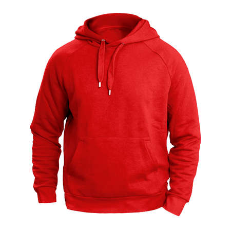 This Front View Fresh Man Hoodie Mockup In Racing Red Color, will create a perfect scene to bring your designs to life.の写真素材