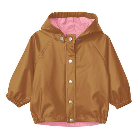 With these Beauty Baby Raincoat Mockup In Brown Sugar Color, you donât have to wait for your brand or logo to be done. Simply add your graphic and it is ready.の写真素材