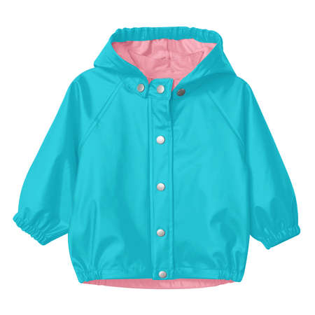 With these Beauty Baby Raincoat Mockup In Blue Curacao Color, you donât have to wait for your brand or logo to be done. Simply add your graphic and it is ready.の写真素材