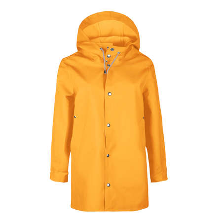 You can make your logo design more beautiful with this Front View Awesome Raincoat Mock In Radiant Yellow Color.の写真素材