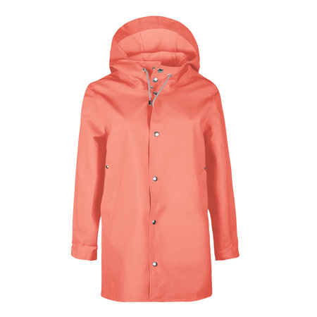 You can make your logo design more beautiful with this Front View Awesome Raincoat Mock In Persimmon Orange Color.の写真素材