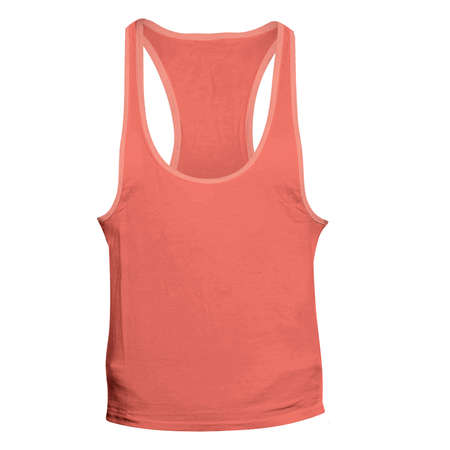 Visualize your designs with just a few clicks on this Front View Amazing Stringer Tank Top Mockup In Fusion Coral Color.の写真素材