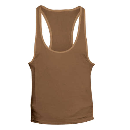 Visualize your designs with just a few clicks on this Front View Amazing Stringer Tank Top Mockup In Brown Sugar Color.の写真素材