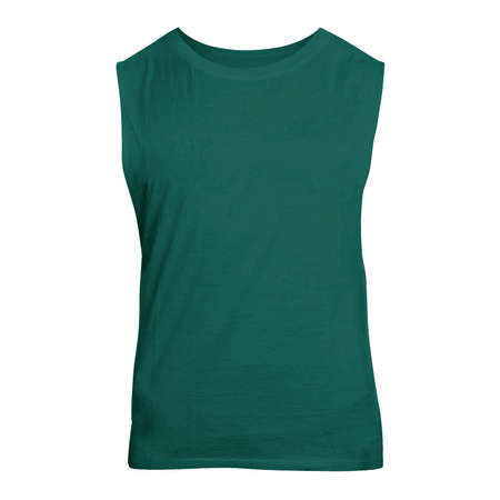 This Front View Cute Sleeveless T Shirt Mockup In Cadmium Green Color will help you customize your logo or designs like a pro.の写真素材