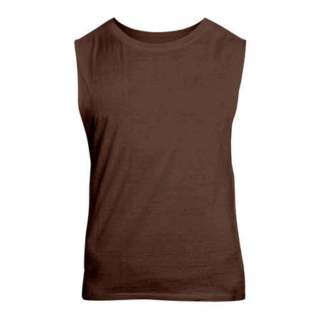 This Front View Cute Sleeveless T Shirt Mockup In Tiramisu Brown Color will help you customize your logo or designs like a pro.の写真素材