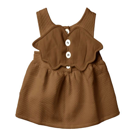 With this Back View Beauty Baby Dress Mockup In Sepia Brown Color, your design will look more realistic and adorable.の写真素材