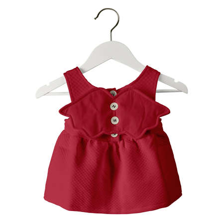 You can customize almost everything in this Back View Fresh Baby Dress Mockup In Lychee Red Color With Hanger, add your graphic as well as you wantの写真素材