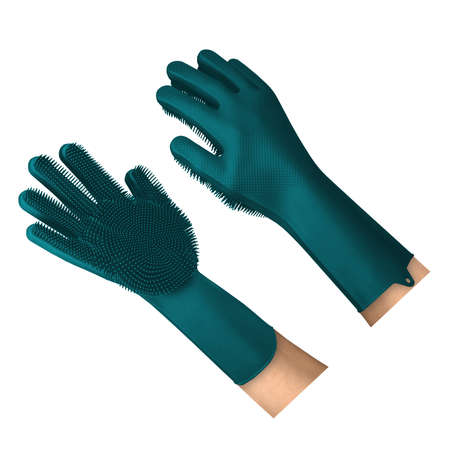 Use this Awesome Silicone Cleaning Gloves Mockup In Green Eden Color, is a simple and modern blank template.の写真素材