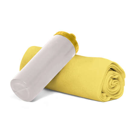 You do not need to be a pro designer if you use this Fantastic Towel Mockup In Prime Rose Color with Bottle.の写真素材