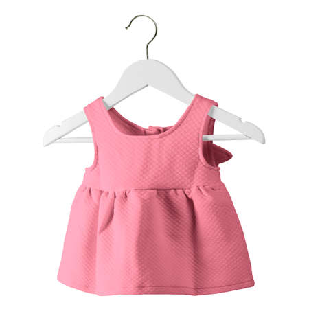 With these Front View Fresh Baby Dress Mockup In Candy Pink Color With Hanger you donât have to wait for your artwork to be done. This HD Mock-up was easy to use.の写真素材