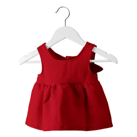 With these Front View Fresh Baby Dress Mockup In Lychee Red Color With Hanger you donât have to wait for your artwork to be done. This HD Mock-up was easy to use.の写真素材