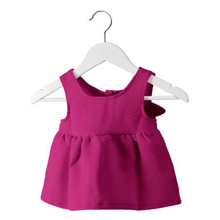 With these Front View Fresh Baby Dress Mockup In Rose Violet Color With Hanger you donât have to wait for your artwork to be done. This HD Mock-up was easy to use.の写真素材