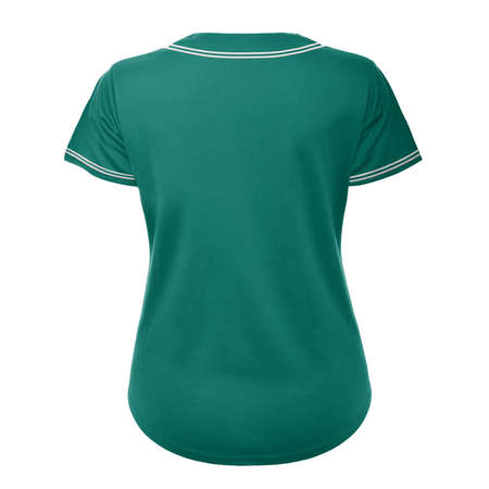 A high resolution Back View Awesome Womens Baseball Jersey Mockup In Cadmium Green Color to help you present your design ideas beautifully.の写真素材