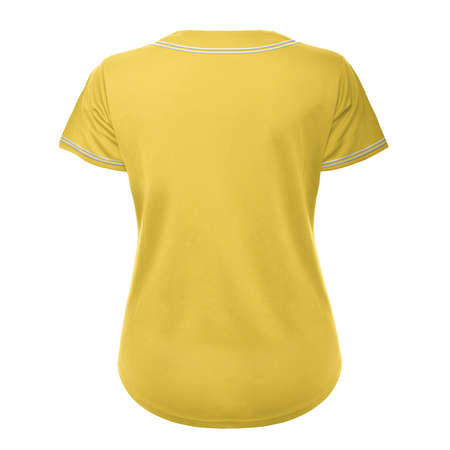 A high resolution Back View Awesome Womens Baseball Jersey Mockup In Aspen Gold Color to help you present your design ideas beautifully.の写真素材