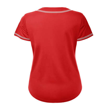 A high resolution Back View Awesome Womens Baseball Jersey Mockup In Racing Red Color to help you present your design ideas beautifully.の写真素材