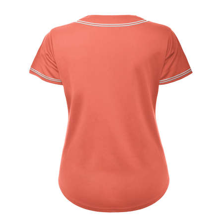 A high resolution Back View Awesome Womens Baseball Jersey Mockup In Persimmon Orange Color to help you present your design ideas beautifully.の写真素材
