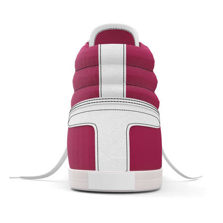 This Back View Realistic Sneakers Shoes Mockup In Lychee Red Color is a ready made mockup to make your design process faster.の写真素材