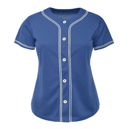 Give a realistic touch to your design with this Front View Awesome Womens Baseball Jersey Mockup In Nouvean Navy Color.の写真素材