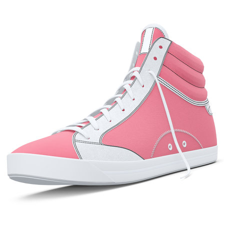 Visualize your designs with just a few clicks on this Side View Realistic Sneakers Shoes Mockup In Candy Pink Color.の写真素材