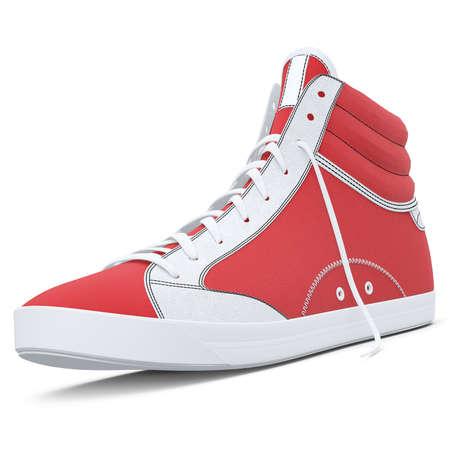 Visualize your designs with just a few clicks on this Side View Realistic Sneakers Shoes Mockup In Red Lollipop Color.の写真素材