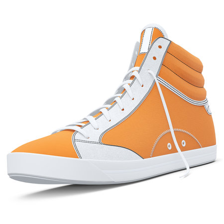 Visualize your designs with just a few clicks on this Side View Realistic Sneakers Shoes Mockup In Iceland Poppy Color.の写真素材