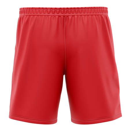 Show off your design style like a pro, by using this Back View Popular Soccer Shorts Mockup In Poppy Red Color.の写真素材