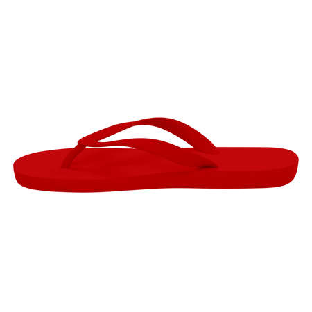 This Side View Fabulous Flip FLops Mockup In Flame Scarlet Color, is a simple blank template and prepared to use.の写真素材