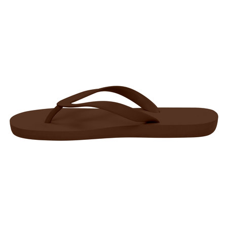 This Side View Fabulous Flip FLops Mockup In Royal Brown Color, is a simple blank template and prepared to use.の写真素材