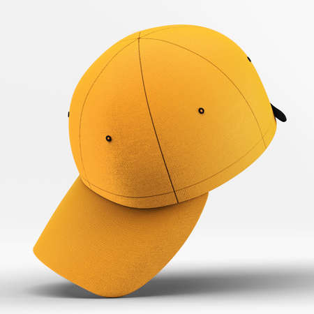 Paste your design into this Side Perspective View Fresh Basketball Cap Mockup In Flame Orange Color, and your products will look real.の写真素材