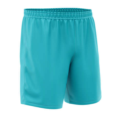 These Left Side View Popular Soccer Shorts Mockup In Blue Curacao Color., will make your design pop and look amazingの写真素材