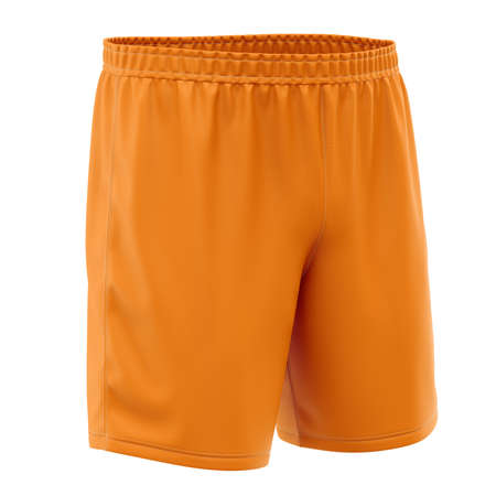 These Left Side View Popular Soccer Shorts Mockup In Flame Orange Color., will make your design pop and look amazingの写真素材