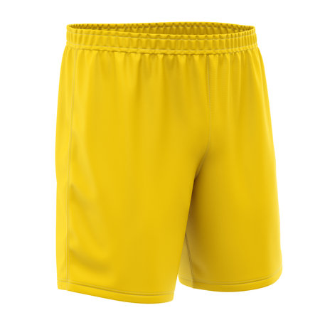These Left Side View Popular Soccer Shorts Mockup In Cyber Yellow Color., will make your design pop and look amazingの写真素材