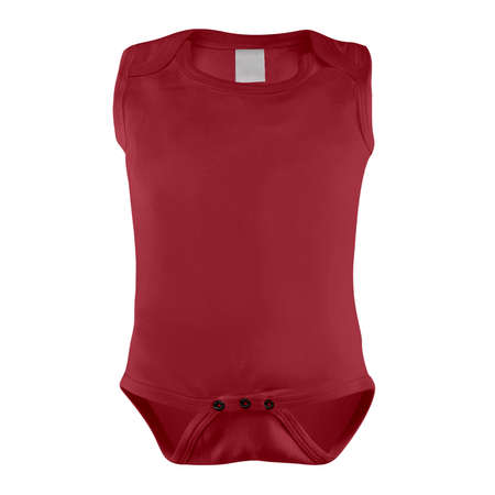 A modern Sleeveless Beauty Baby Bodysuit Mockup In Lychee Red Color to help you provide a beautiful design.の写真素材