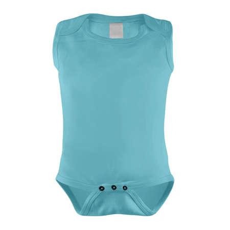 A modern Sleeveless Beauty Baby Bodysuit Mockup In Tanager Turquoise Color to help you provide a beautiful design.の写真素材