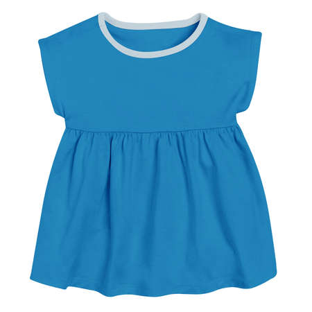 This Cute Baby Shortsleeve Dress Mockup In Brilliant Blue Color, is a simple blank template and prepared to use.の写真素材