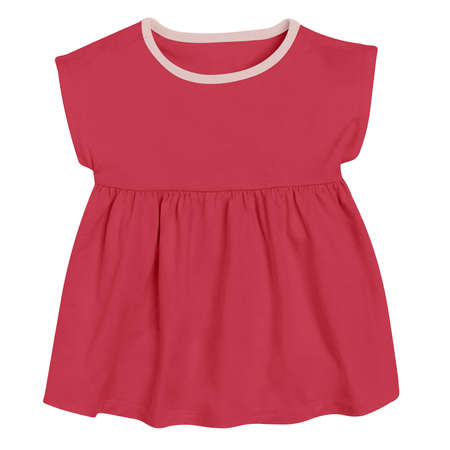 This Cute Baby Shortsleeve Dress Mockup In Lychee Red Color, is a simple blank template and prepared to use.の写真素材