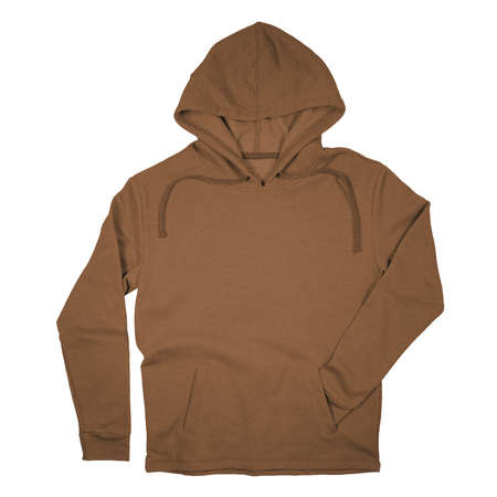Promote your brand design across with this Popular Pullover Hoodie Mockup In Brown Sugar Color.の写真素材