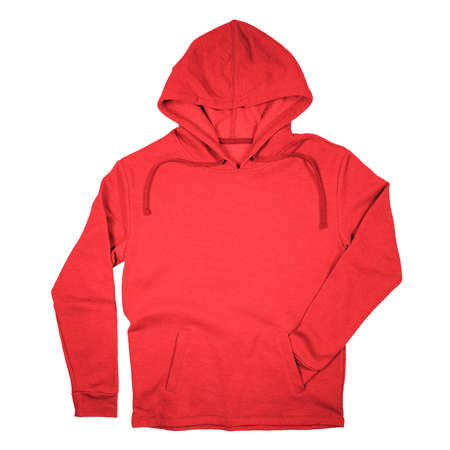 Promote your brand design across with this Popular Pullover Hoodie Mockup In Poppy Red Color.の写真素材