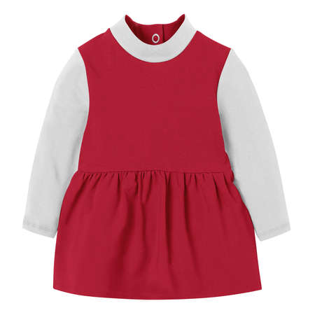 Give a boost to your designing activity by using this Sweet Baby Girl Dress Mockup In Lychee Red Color.の写真素材