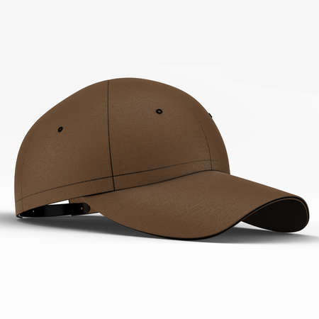 Promote your hat brand across with this Side View Sweet Baseball Cap Mockup In Sepia Brown Color.の写真素材